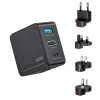 UNITEK P1242ABK01 GaN 3-in-1 cestovná nabíjačka-hub 65W s 4K@60Hz HDMI, USB-A a USB-C