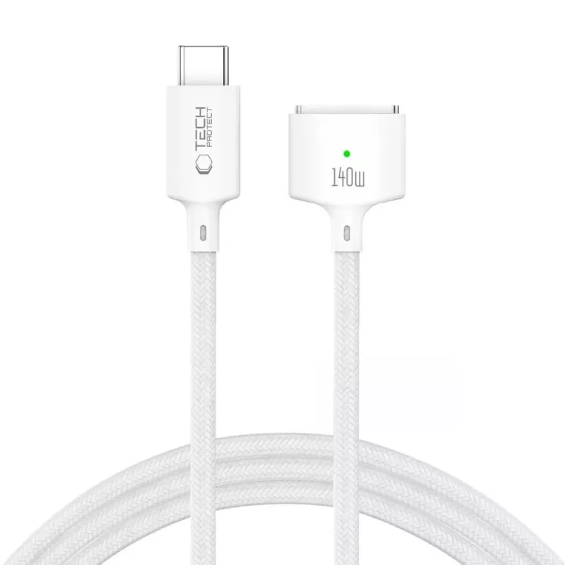 TECH-PROTECT MMC01 Ultraboost magnetický kábel pre MacBook USB-C na MagSafe 3 140W 300cm biely