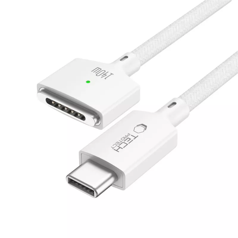 TECH-PROTECT MMC01 Ultraboost magnetický kábel pre MacBook USB-C na MagSafe 3 140W 300cm biely