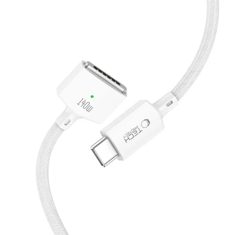 TECH-PROTECT MMC01 Ultraboost magnetický kábel pre MacBook USB-C na MagSafe 3 140W 300cm biely