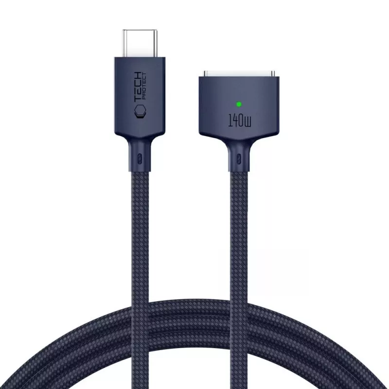 TECH-PROTECT MMC01 Ultraboost magnetický kábel pre MacBook USB-C na MagSafe 3 140W 300cm polnočná modrý