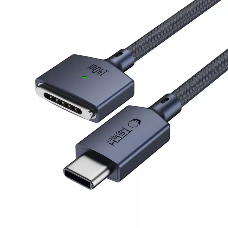 TECH-PROTECT MMC01 Ultraboost magnetický kábel pre MacBook USB-C na MagSafe 3 140W 300cm polnočná modrý