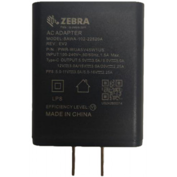 Zebra USB Type-C napájací zdroj s britskou zástrčkou a použitým USB-C káblom
