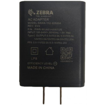 Zebra USB Type-C napájací zdroj s britskou zástrčkou a použitým USB-C káblom