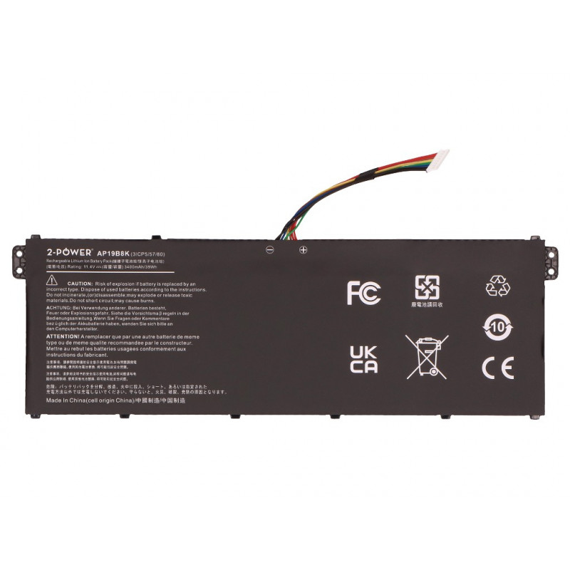 2-power hlavný akumulátorový balík - batéria - 3 400 mAh (2P-AP19B8K)