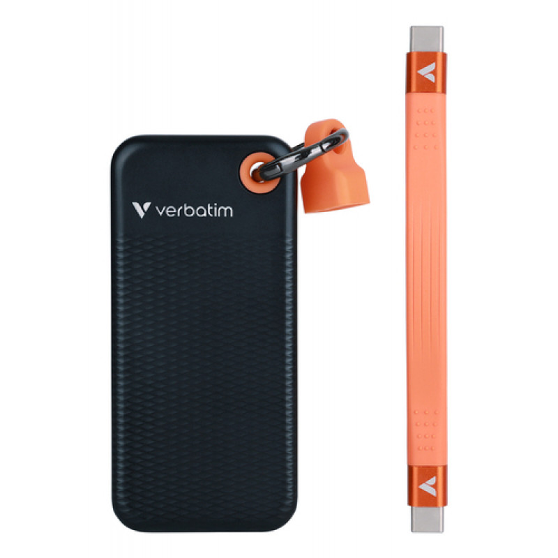 Verbatim 32418 Pocket SSD, 256 GB, USB Type-C, USB 3.2 Gen 2, 1000 MB/s, čierna/oranžová