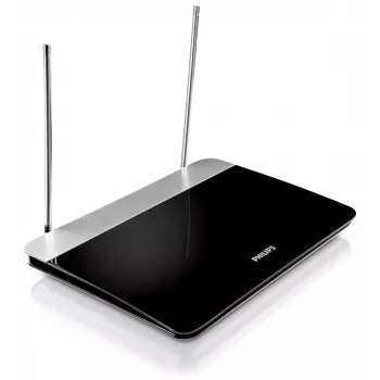 Vnútorná TV anténa s nastaviteľným zosilnením, 1,8 m koaxiálny kábel, 75 Ohm, 3G/4G filter, DVB-T/T2, v súlade s RED