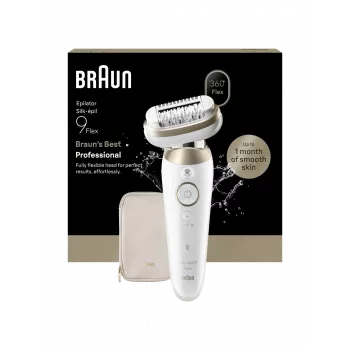 Braun Silk-épil 9 Flex SES9-011 3D epilátor, mokrý & suchý, biela/zlatá