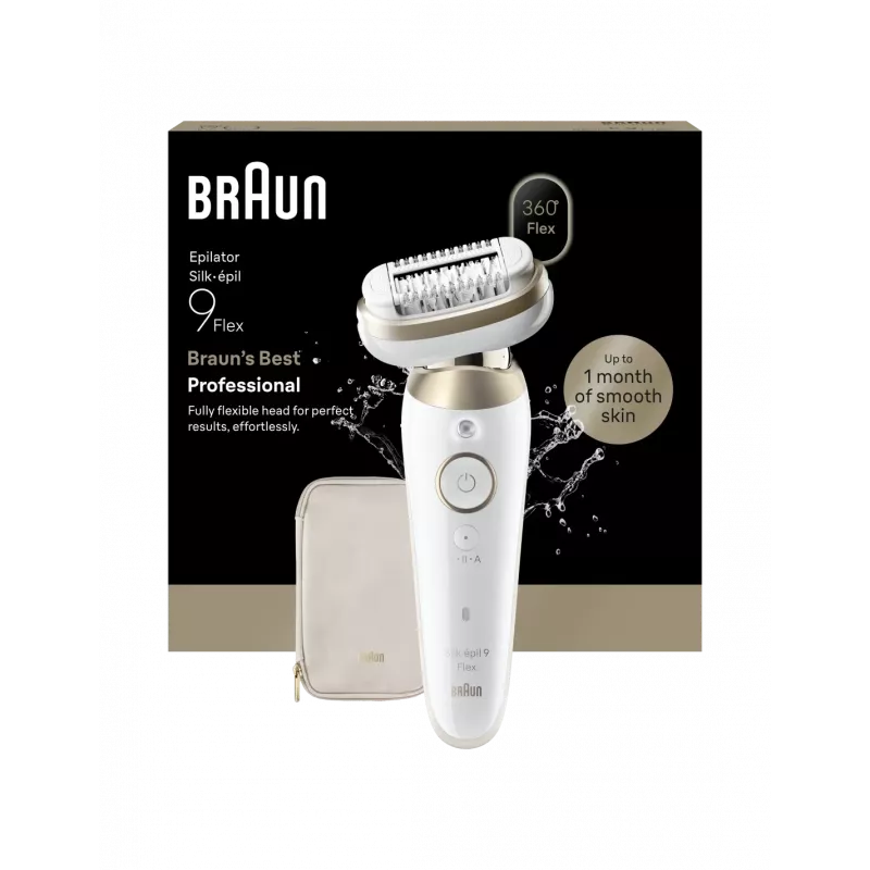 Braun Silk-épil 9 Flex SES9-011 3D epilátor, mokrý & suchý, biela/zlatá