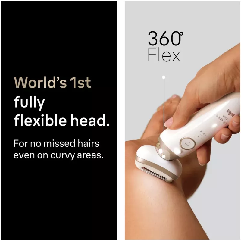 Braun Silk-épil 9 Flex SES9-011 3D epilátor, mokrý & suchý, biela/zlatá