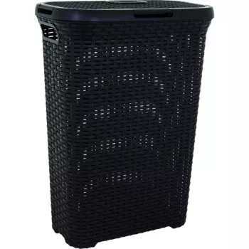 CURVER Style 40L box na bielizeň s odklápacím vekom, ratanový efekt, čierna
