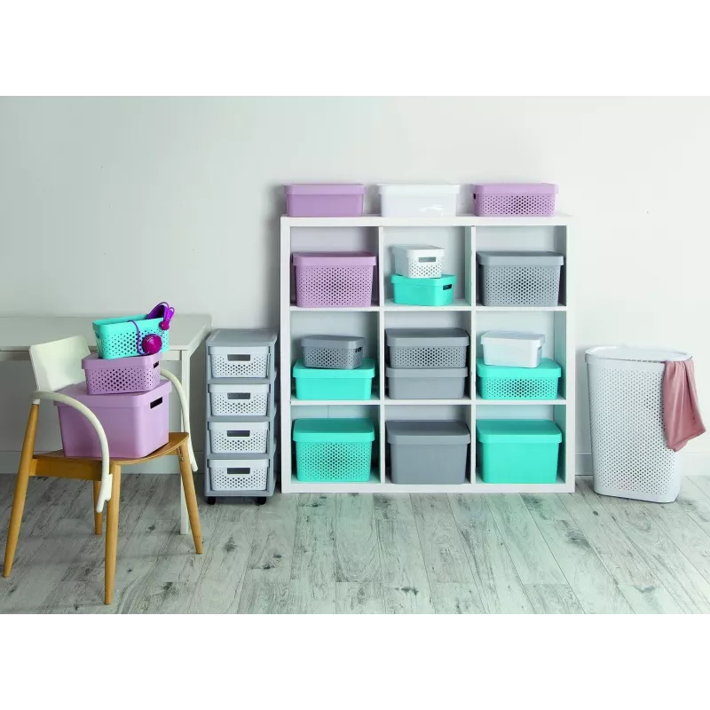 Curver Infinity Recycled 45L Úložný box s vekom, Sivý, 56x39x27 cm