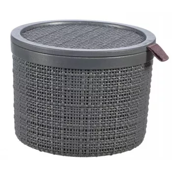 CURVER Košík s vekom Juta okrúhly 2L Ø17x13cm tmavosivá