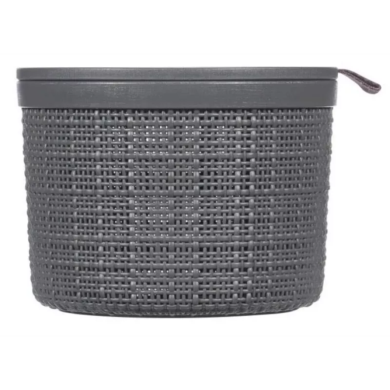 CURVER Košík s vekom Juta okrúhly 2L Ø17x13cm tmavosivá