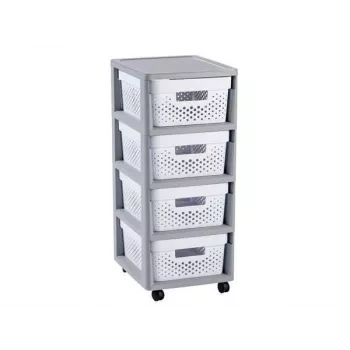 CURVER Infinity kontajner na kolieskach so 4 priehradkami 11L 30x36x69cm sivá/biela