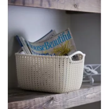 CURVER Knit Collection obdĺžnikový úložný koš S 8L biely 30x22x17 cm