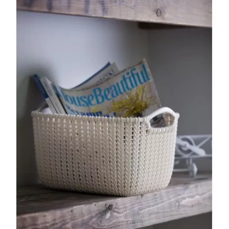 CURVER Knit Collection obdĺžnikový úložný koš S 8L biely 30x22x17 cm