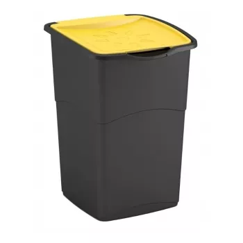 Curver Koral odpadkový kôš 47L čierna/žltá s výklopným vekom