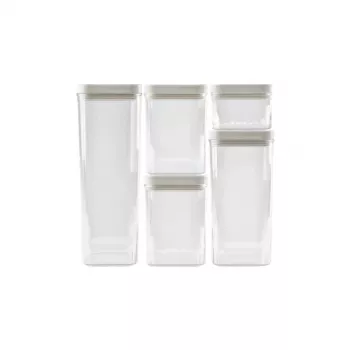 CURVER sada nádob na suché potraviny 0,5L + 2x1,2L + 1,8L + 2,4L Kara transparentná/biela