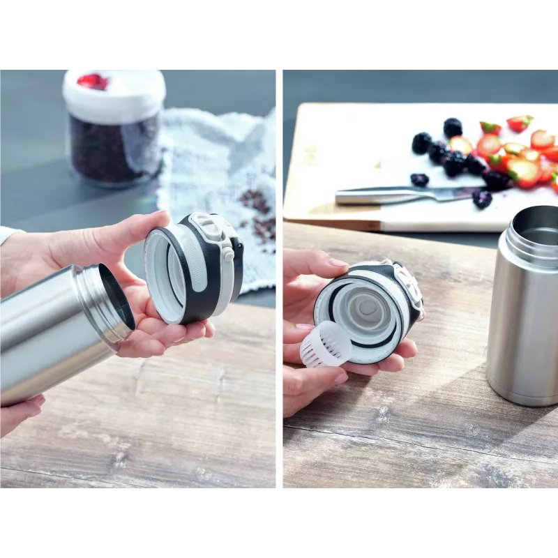 LEIFHEIT Thermo Mug Flip 350 ml strieborná