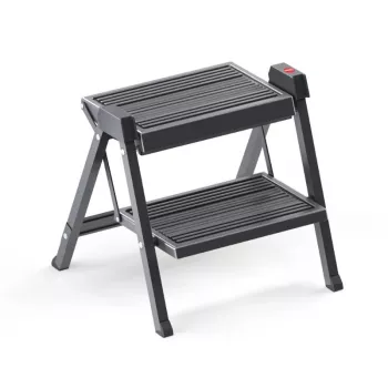 HAILO skladacia schodíková stolička StepFix / oceľ / 2 stupne / čierna