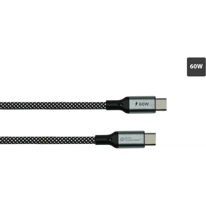 GoodConnections Magnetický USB 2.0 špirálový kábel 60W USB-C na USB-C, čierny/biely, 1m 2060-MT010SW