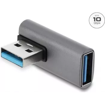 Delock USB 10 Gbps Type-A konektor samec na Type-A konektor samica zahnutý adaptér, hliníkové puzdro