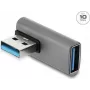 Delock USB 10 Gbps Type-A konektor samec na Type-A konektor samica zahnutý adaptér, hliníkové puzdro