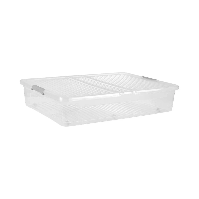 keeeper Leo úložná krabica pod posteľ s vekom a kolieskami, 53 L, transparentná, 77 x 58 x 16 cm