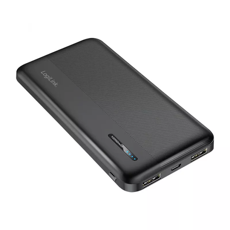 LogiLink PA0338RF 10000 mAh powerbanka s USB-C PD a Quick Charge 3.0, čierna