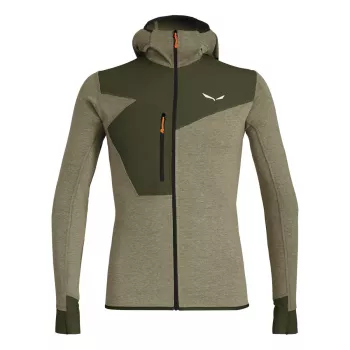 Salewa Puez 2 Dry dlhé tričko s kapucňou a priebežným zipsom Dark Olive Melange pánske XL