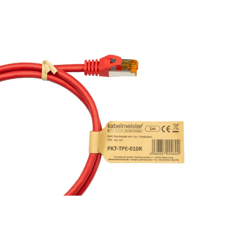 KABELMEISTER Cat.7 S/FTP patch kábel, RJ45, TPE, červený, 1,5 m