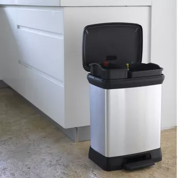CURVER kovový odpadkový kôš s pedálom Deco Bin Duo 10+18L strieborný