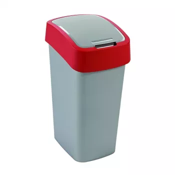 CURVER Flip Bin 45L odpadkový kôš strieborný/červený s výklopným viečkom