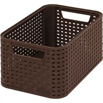 CURVER KIS Style S úložná krabica 7,2L tmavohnedá pletený rattanový efekt 28,5x19,4x13cm