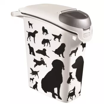 Curver Petlife nádoba na skladovanie krmiva pre psov 23L čierna s dizajnom labky