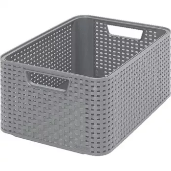 CURVER Style úložná krabica M 38,6x28,7x17 cm svetlosivá ratanový vzhľad 17L
