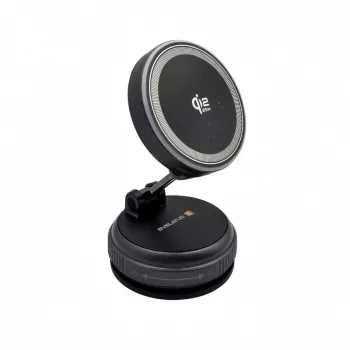 Evelatus Qi2 25W magnetická bezdrôtová autonabíjačka s AutoSpring špirálovým káblom USB-C 1,2m čierna
