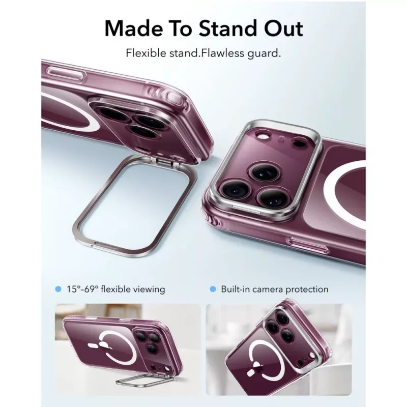 ESR Classic Hybrid Kickstand MagSafe puzdro pre iPhone 17 Pro / 18 Pro transparentné