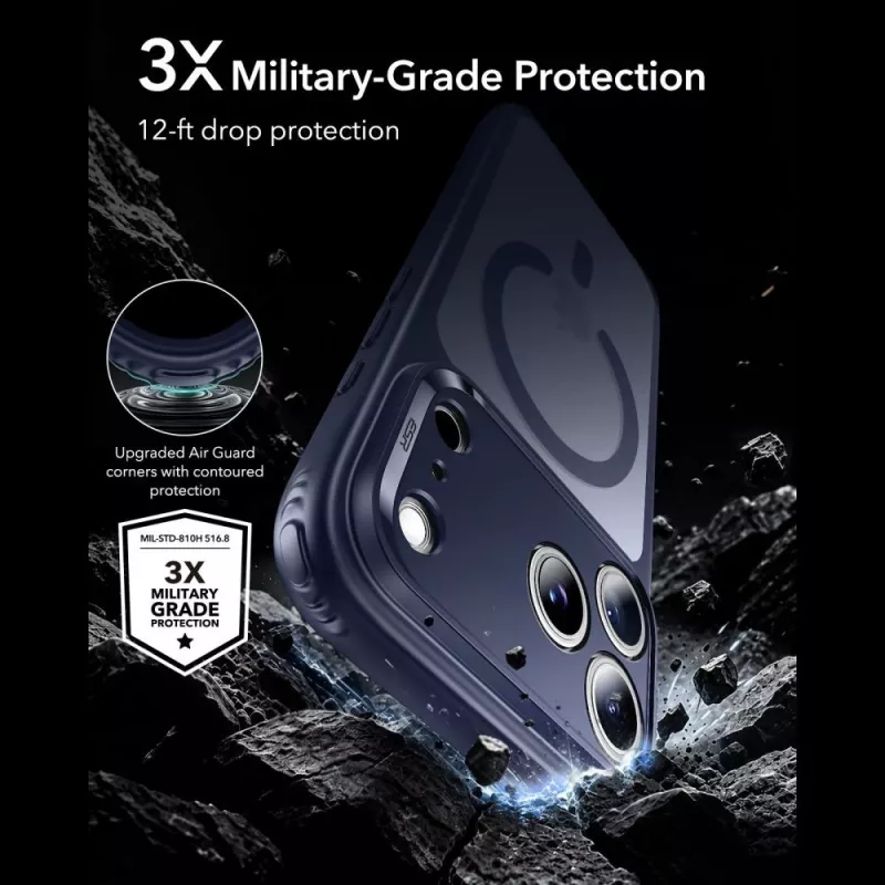 ESR Classic Hybrid MagSafe puzdro pre iPhone 17 Pro Max / 18 Pro Max – Frosted Blue