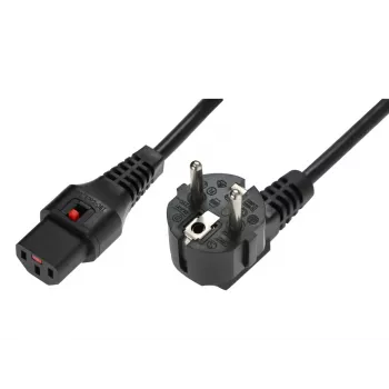IEC LOCK kábel so zámkom zahnutý Schuko na rovný IEC C13 1,5m čierny 10A 250V