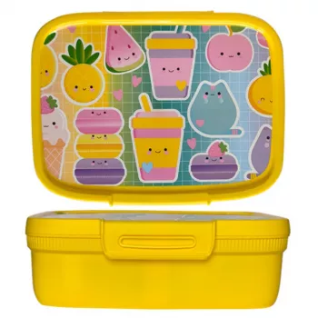 CURVER Snap Box obdĺžniková úložná box na potraviny s priehradkou 1,8L žltá Kawaii