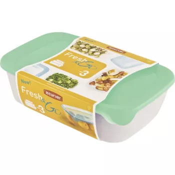 CURVER Fresh & Go obdĺžniková úložná sada 3-dielna (2L + 1L + 0,5L) zelená