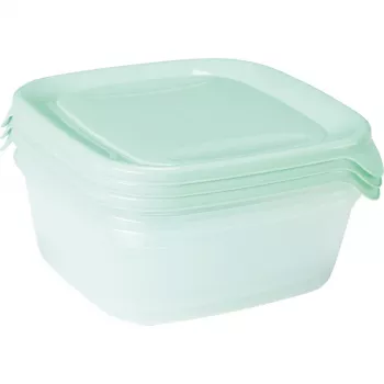 CURVER Fresh & Go sada úložných misiek s 3 kusmi, každá 0,8 l, zelená, vzduchotesná, vhodná do mikrovlnnej rúry a umývačky