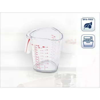 LEIFHEIT odmerka 1L, transparentná, plast SAN, stupnice ml/L/gramy, umývateľná v umývačke