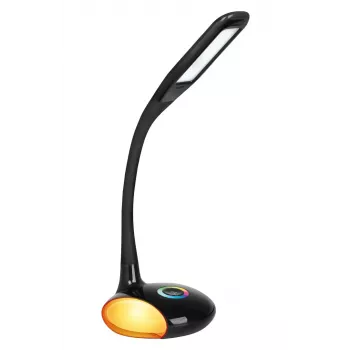 Activejet AJE-VENUS RGB čierna LED stolná lampa s RGB základňou, 7W hlavné svetlo, 3W RGB základňa, 400lm, 3000K/4500K/6000K, dotykové ovládanie, flexibilné rameno