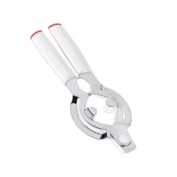 LEIFHEIT ComfortLine otvárač na poháre 103135 – ľahké otáčanie Twist-Assist, nastaviteľná rukoväť, umývateľný v umývačke, biela/sivá
