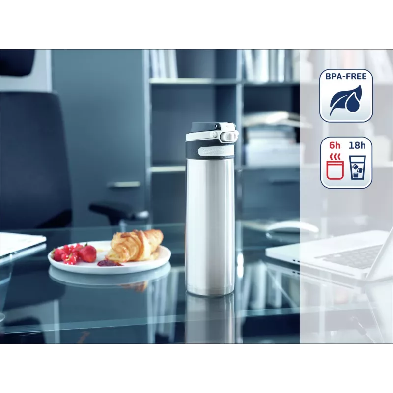 LEIFHEIT Thermo Mug Flip 600 ml strieborná