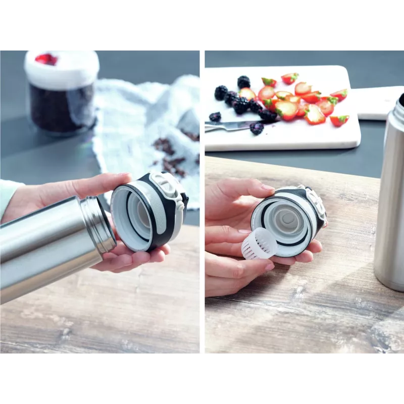 LEIFHEIT Thermo Mug Flip 600 ml strieborná