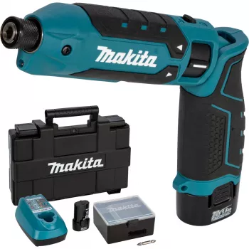 Makita TD023DSE 7,2V Li-Ion akumulátorový uhlový rázový uťahovák s 2 batériami, nabíjačkou a transportným kufrom